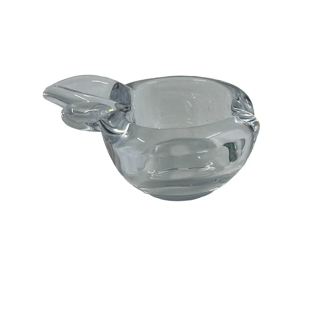 Vintage VANNES‎ LE CHATEL France French Crystal Art Glass Apple Dish Bowl